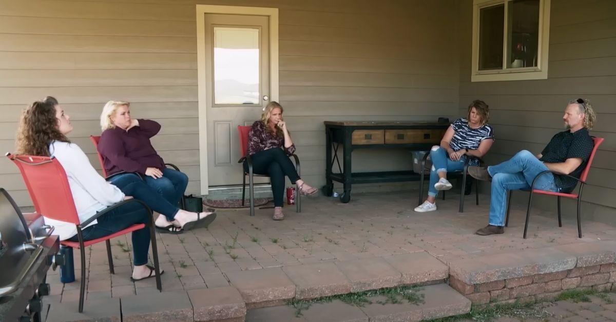 Robyn Brown, Janelle Brown, Christine Brown, Meri Brown, and Kody Brown discuss issues during a Season 11 episode of 'Sister Wives' in 2017 