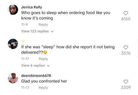 Commenters question whether the DoorDash customer really was asleep