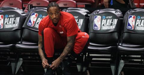 Chicago Bulls' DeMar DeRozan of the Chicago Bulls before a 2023 play-in game