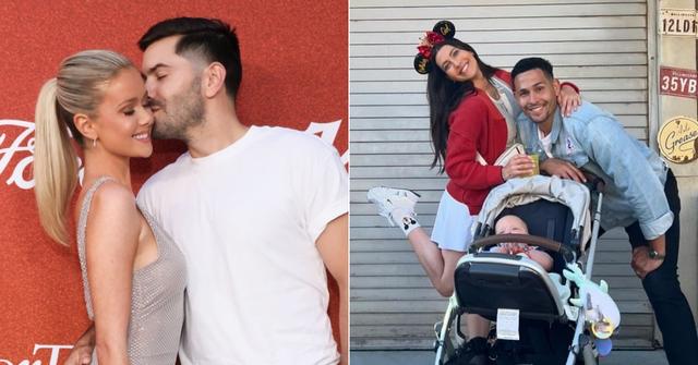 Hannah Godwin and Dylan Barbour, Becca Kufrin and Thomas Jacobs with their kid