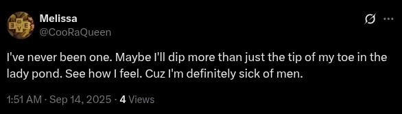 X post about a dip in the lady pond.
