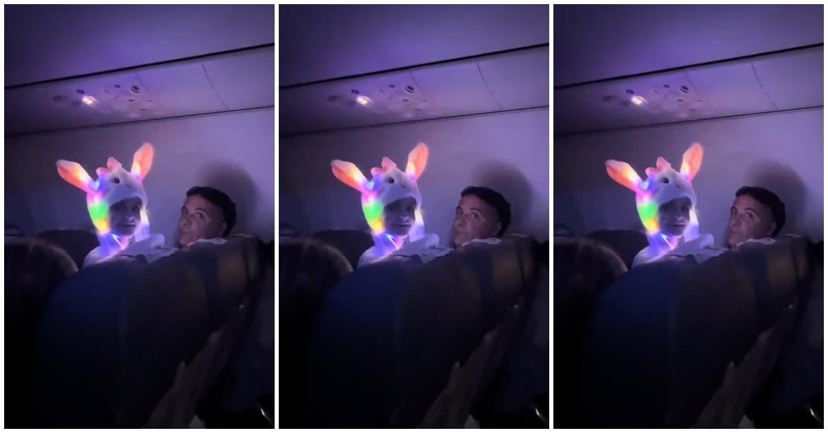 (l-r): A child smiling while showing their strobe light hat