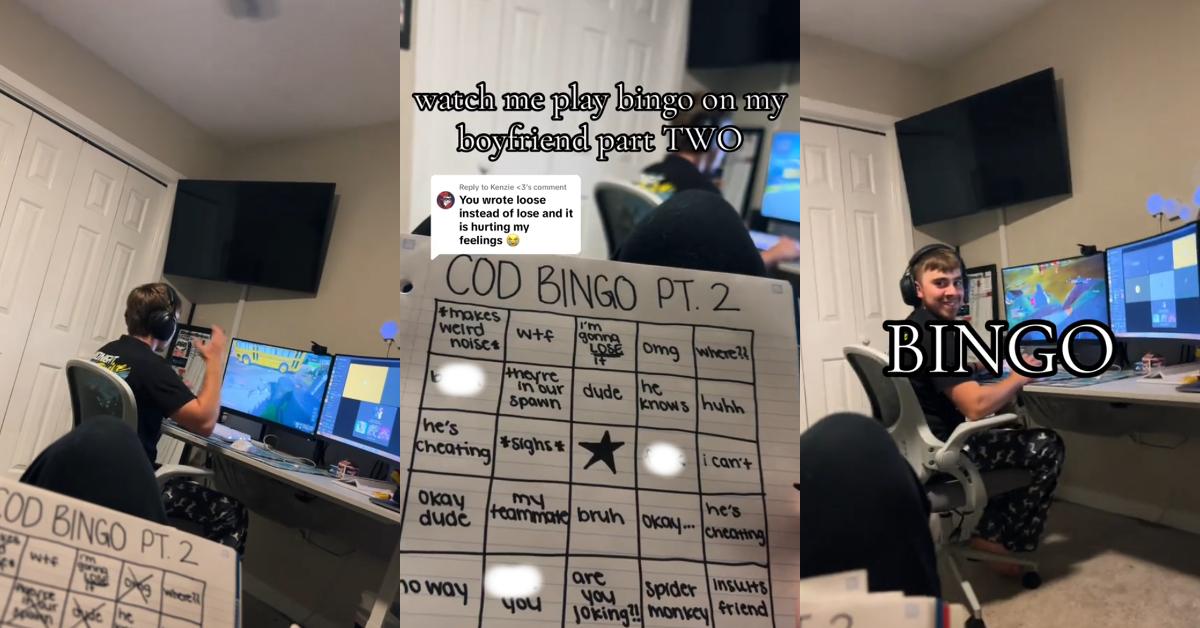 Girlfriend Plays Call of Duty Bingo While Boyfriend Games