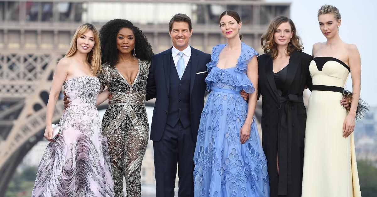 Alix Benezech, Angela Bassett, Tom Cruise, Michelle Monaghan, Rebecca Ferguson and Vanessa Kirby at the 'Mission: Impossible — Fallout' global premiere in Paris in 2018 