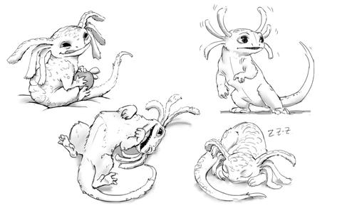 Some of the concept art for Nix in Star Wars Outlaws