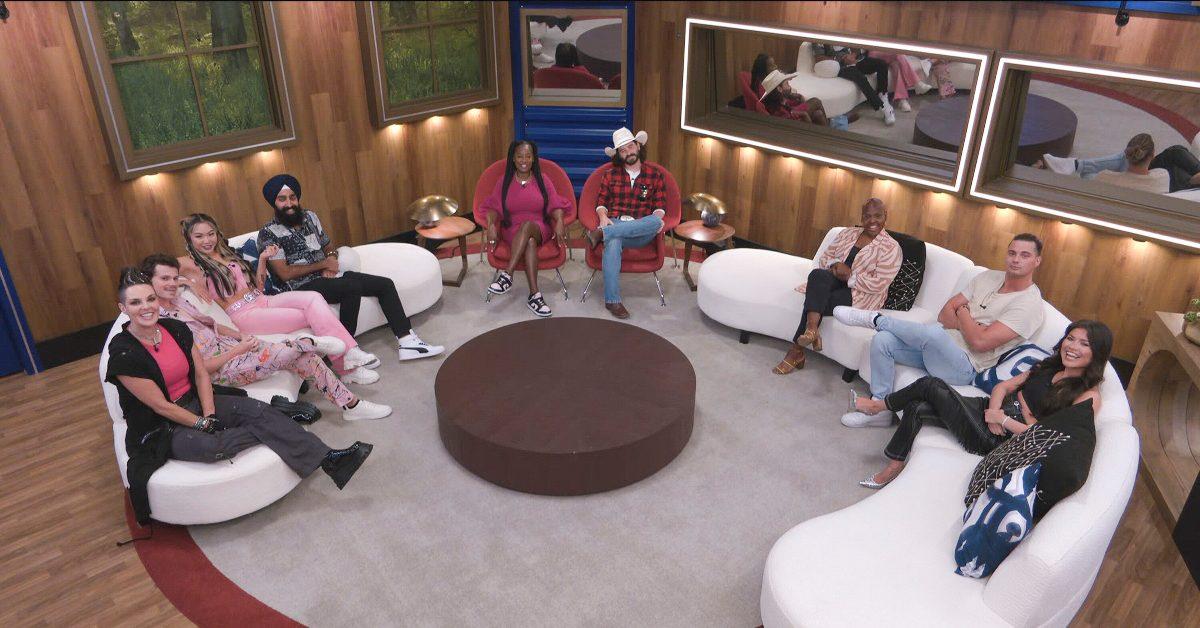 Big Brother cast members sitting on couches