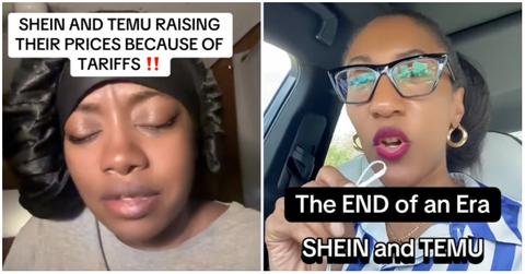 (l-r): TikTokers responding to Shein and Temu raising prices