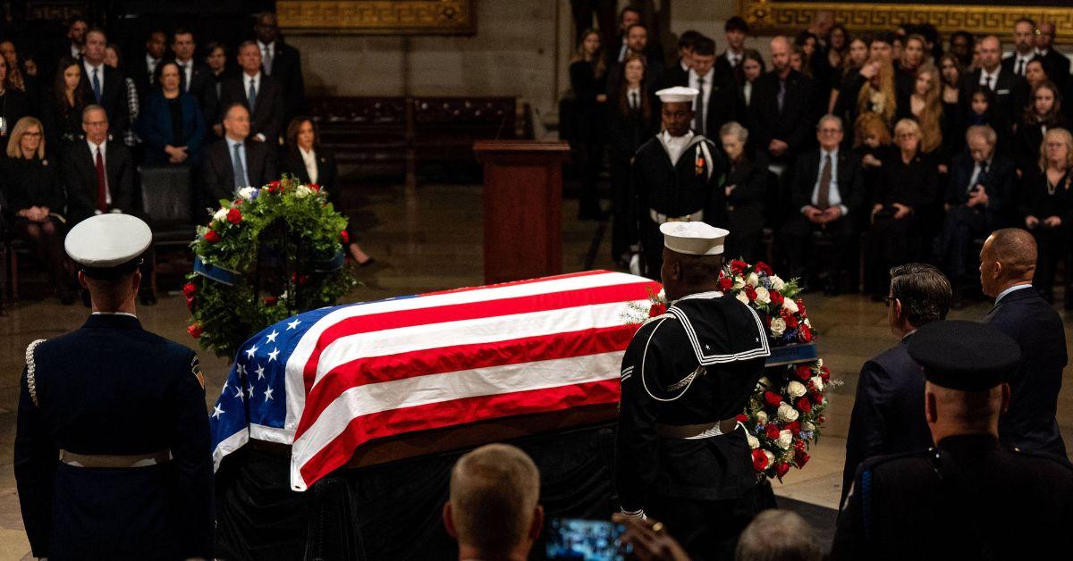 Jimmy Carter's casket in state in the Capital. 