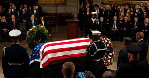 Jimmy Carter's casket in state in the Capital.