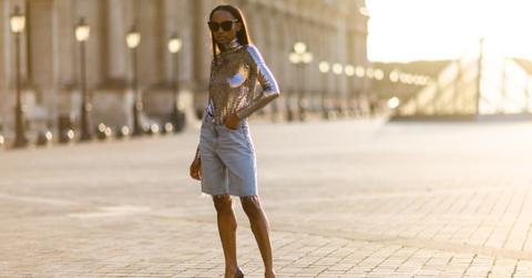 Fashion model in jorts.