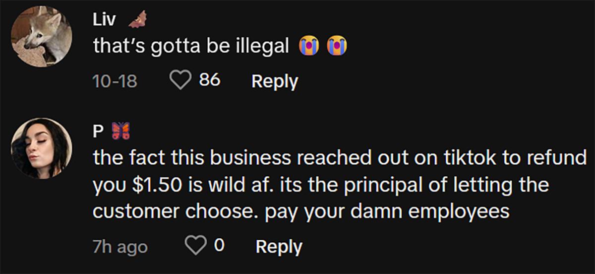 Comments on viral video about customer not being given the option to not tip.