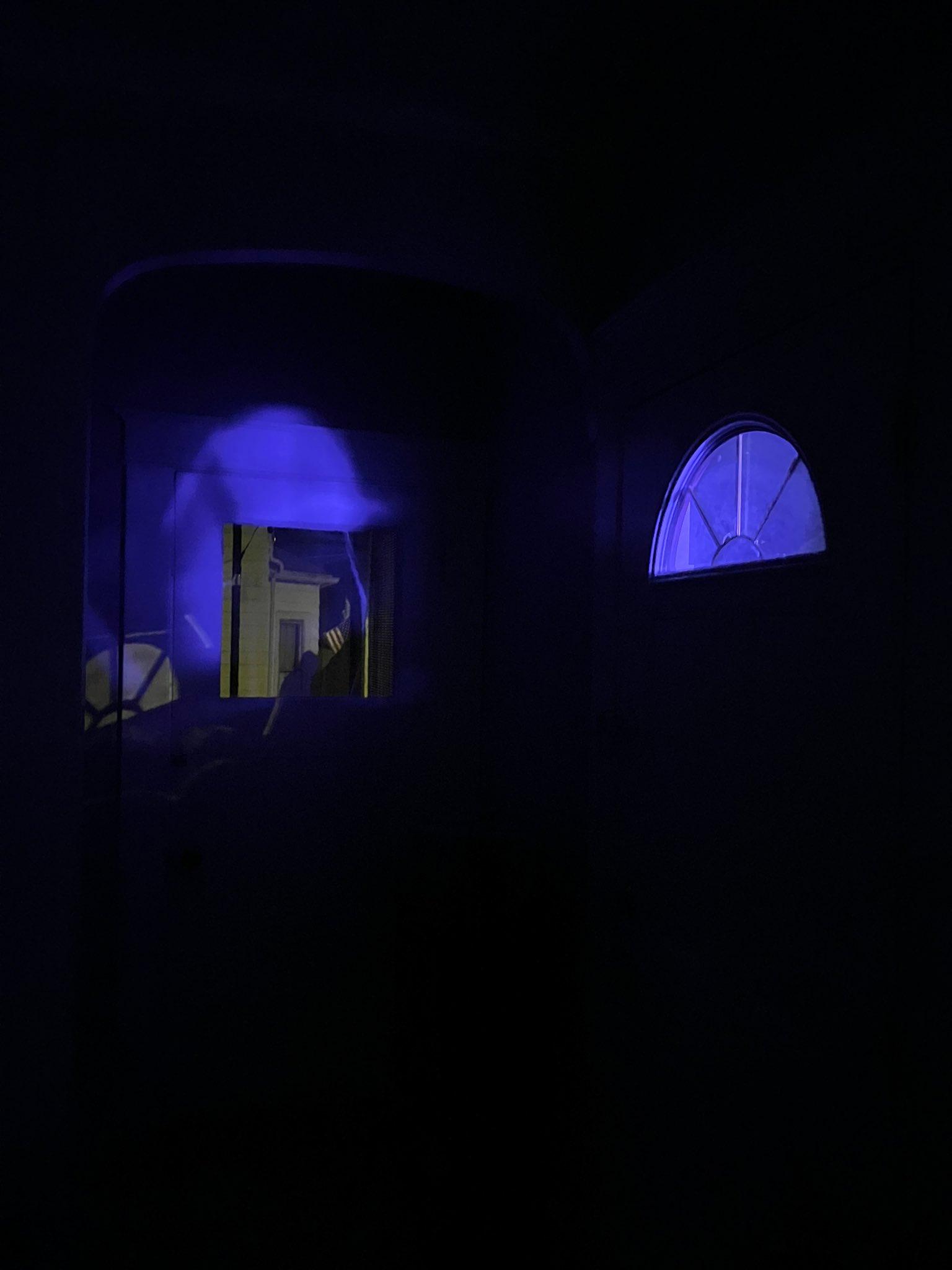 purple porch light