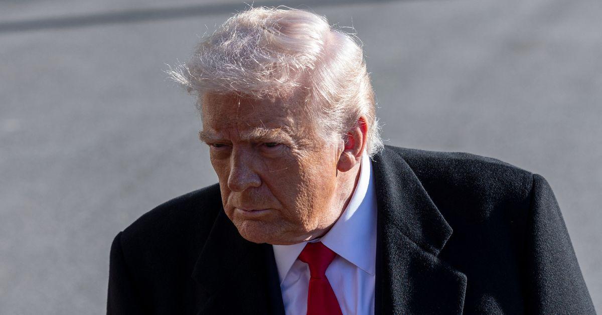 Donald Trump speaking to press in January, 2026. 