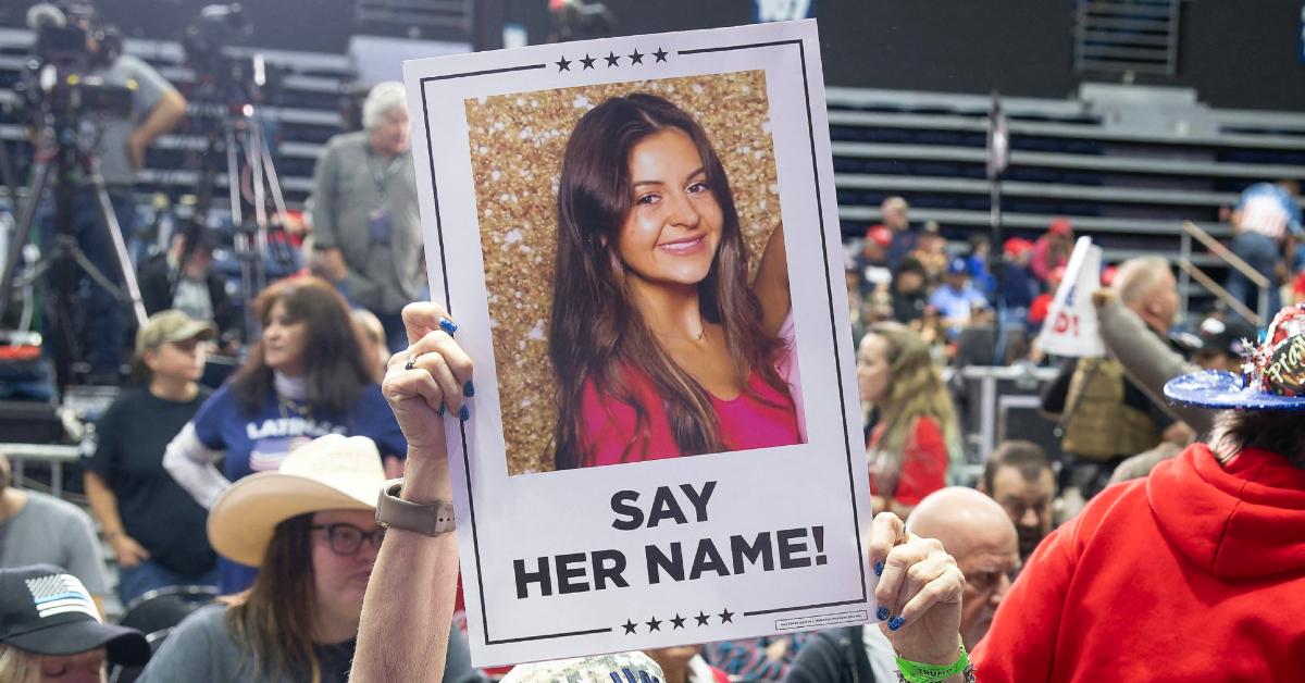 Laken Riley sign spotted at a Trump rally in Georgia in March 2024.