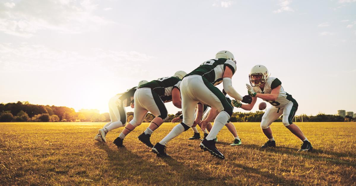 football field with players lined up