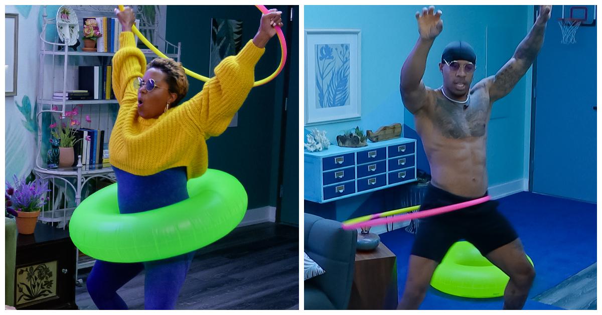 Paul/Caress and Kyle hula-hoop and dance in Season 6 of 'The Circle.'