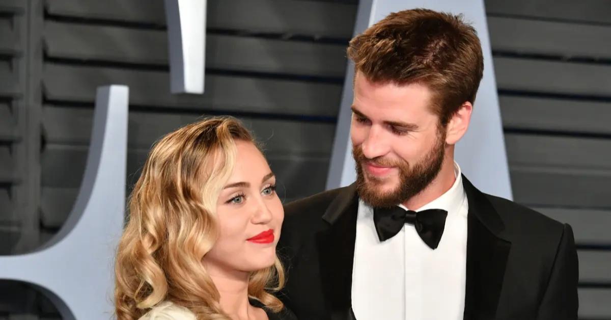 Miley Cyrus and Liam Hemsworth at the 2018 Vanity Fair Oscar Party hosted by Radhika Jones on March 4, 2018 