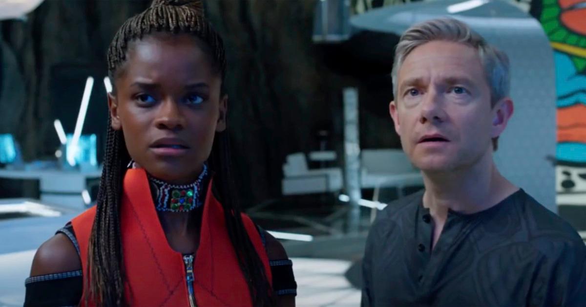 Letitia Wright and Martin Freeman in 'Black Panther'