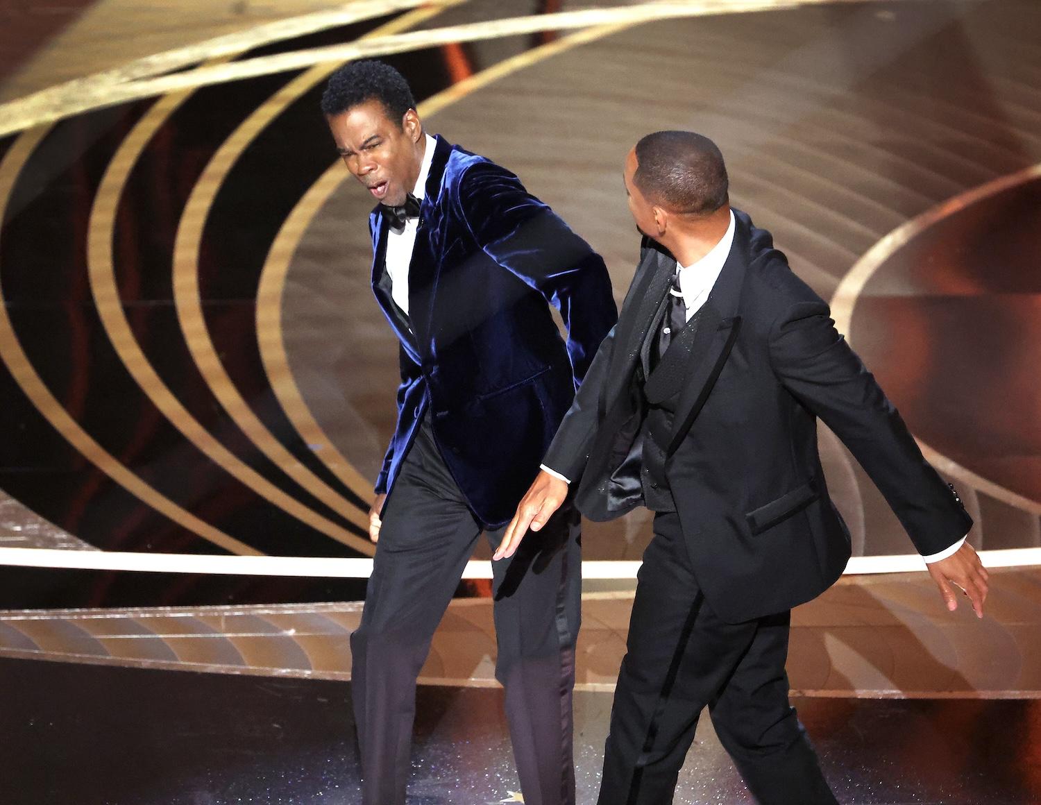 Will Smith slapping Chris Rock at the 94th Academy Awards on March 27, 2022