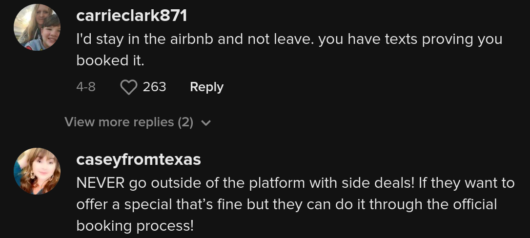 Comments on viral video of woman sharing bad experience with Airbnb host she booked with a year in advance.