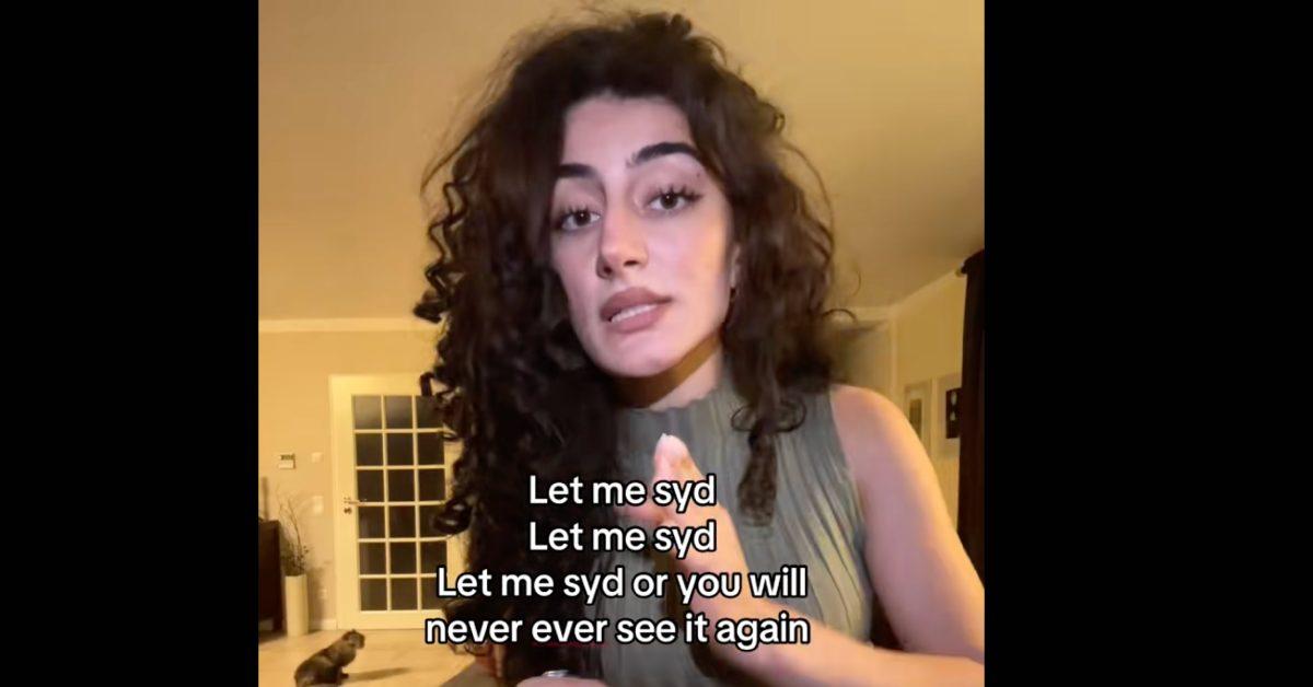 TikToker using SYD in the text overlay of their video.