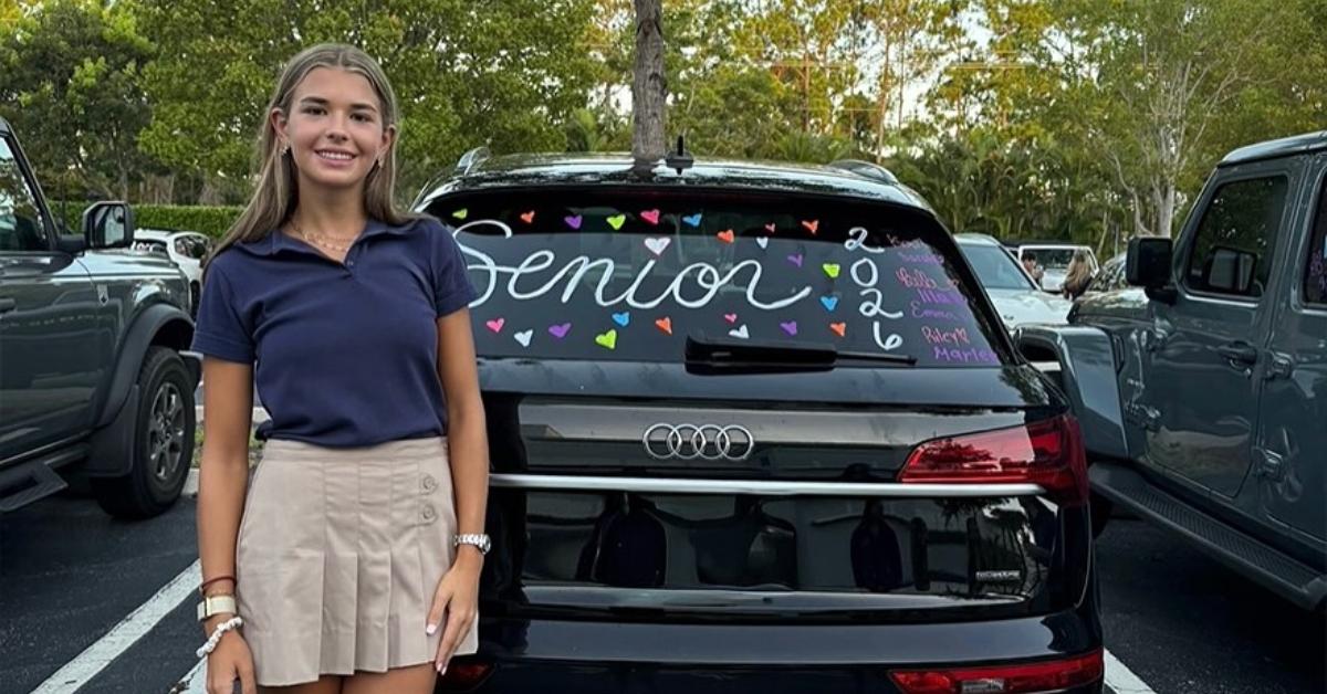 Kai Trump in front of her car as a senior in high school.