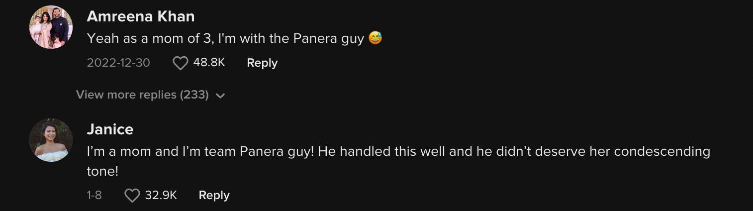 tiktok comments about panera drive-through worker not serving noisy child