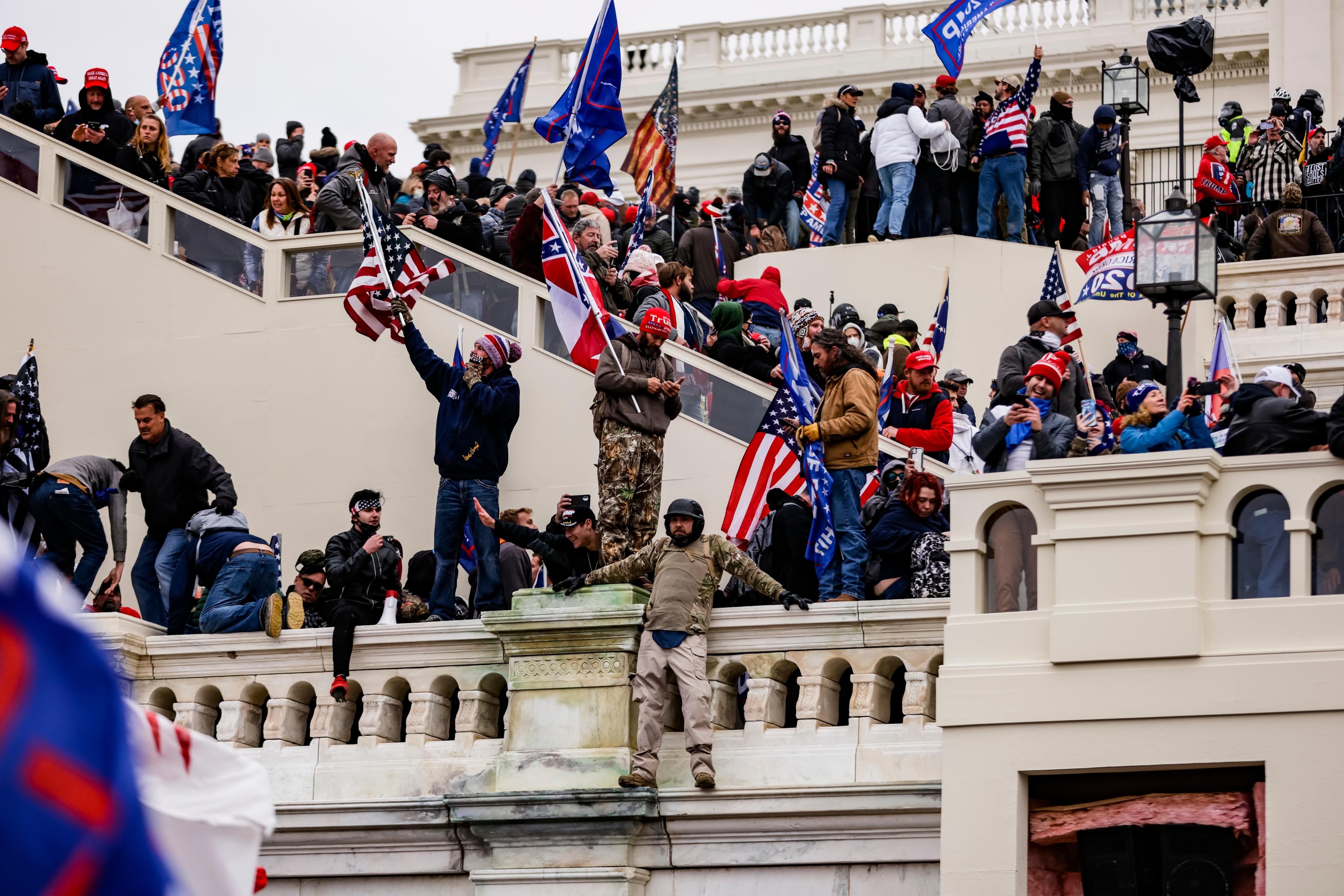 Thousands of citizens storm the  U.S. Capitol in protest of Joe Biden's victory.