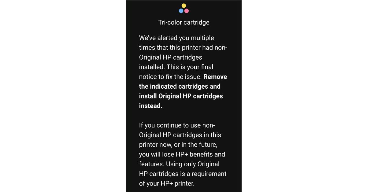 Email Threatening Turn Off HP Printer