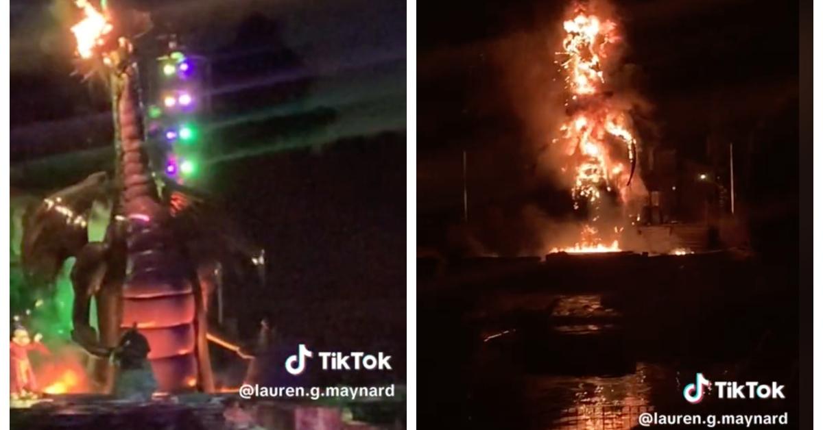 Watch Disneyland's dragon catch on fire during Fantasmic show