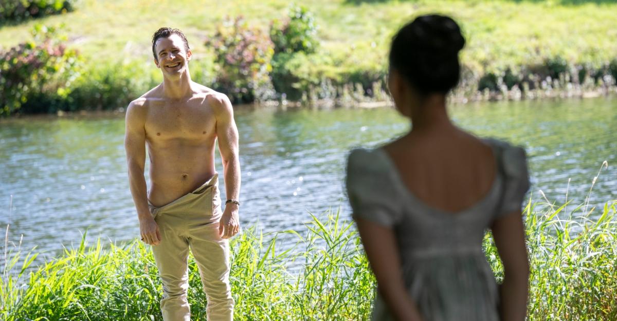 Sophie spots Benedict swimming in the lake near My Cottage.