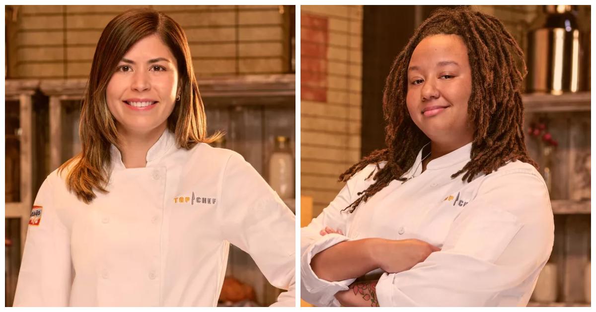 Laura Ozyilmaz and Amanda Turner wear a white chef's jacket for their official 'Top Chef: Wisconsin' portraits.