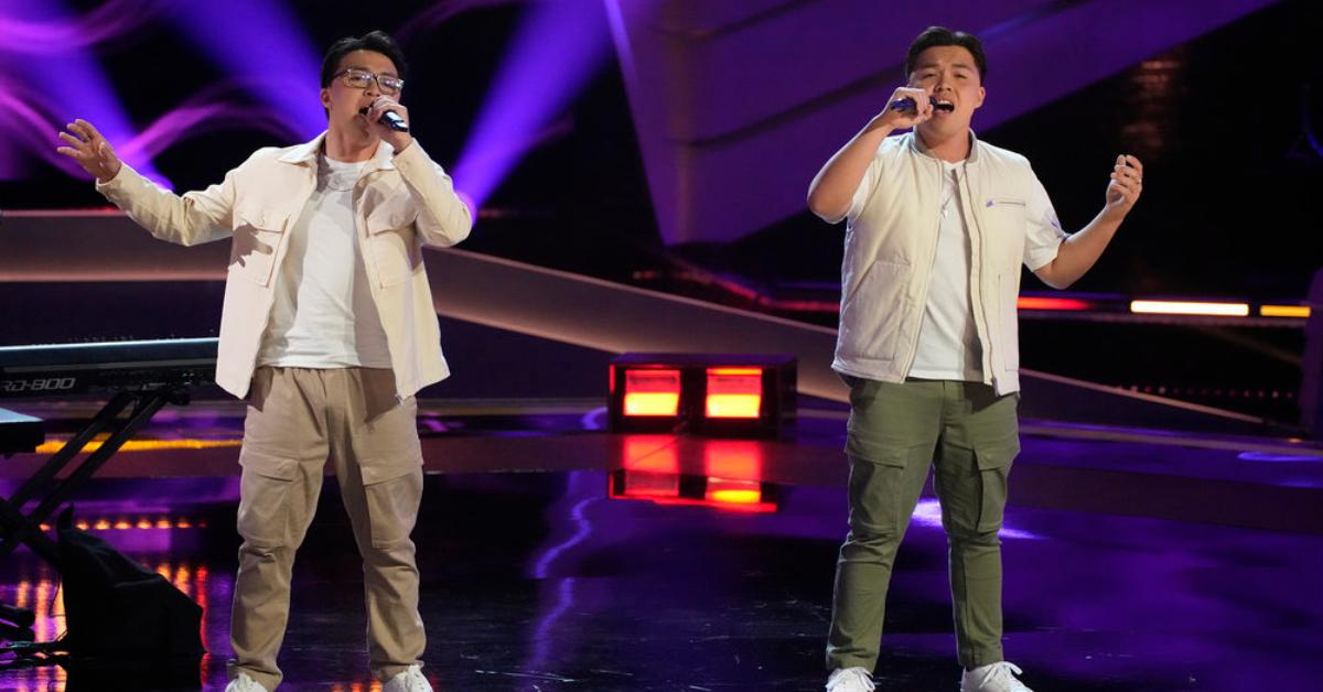 Jeremy Garcia and Justin Garcia performing during 'The Voice.'