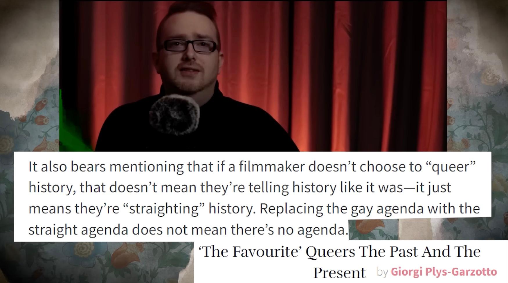 A screenshot from Hbomberguy's video showing the exact quote James Somerton used in his video.