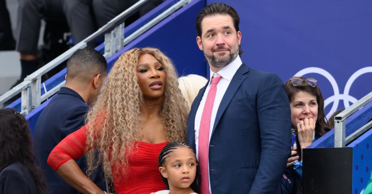 (l-r): Serena Williams, Olympia Ohanian, and Alexis Ohanian, Sr.