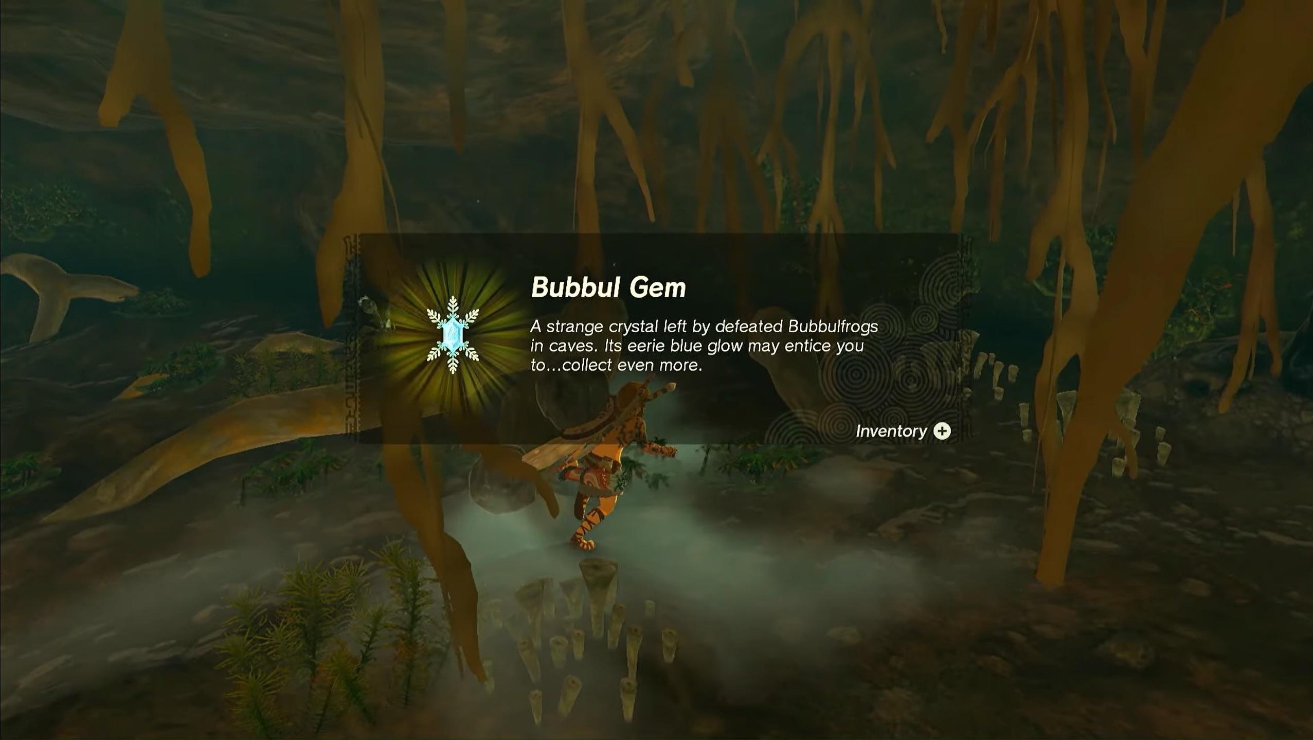 Link finding a Bubbul Gem in Tears of the Kingdom.