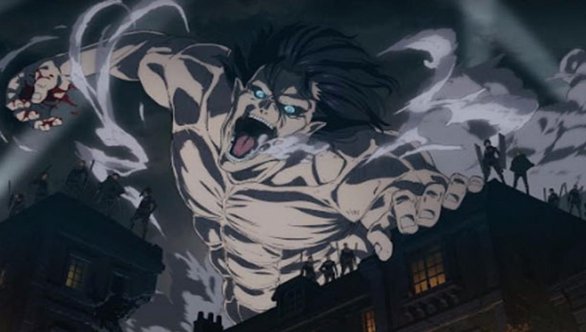 Titan Eren attacks the city of Liberio 