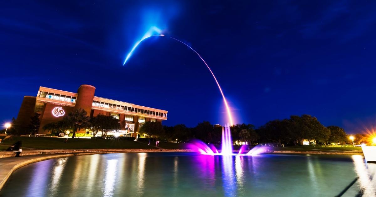 UCF campus at night.