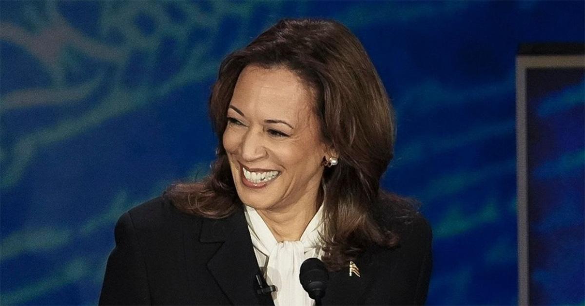 Kamala Harris smiling during the 2024 presidential debate. 