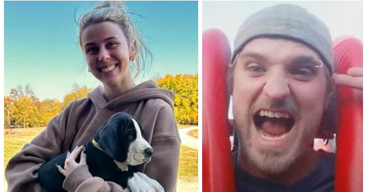 (L-R): Haliey Welch with a dog; Edgar Welch on a roller coaster