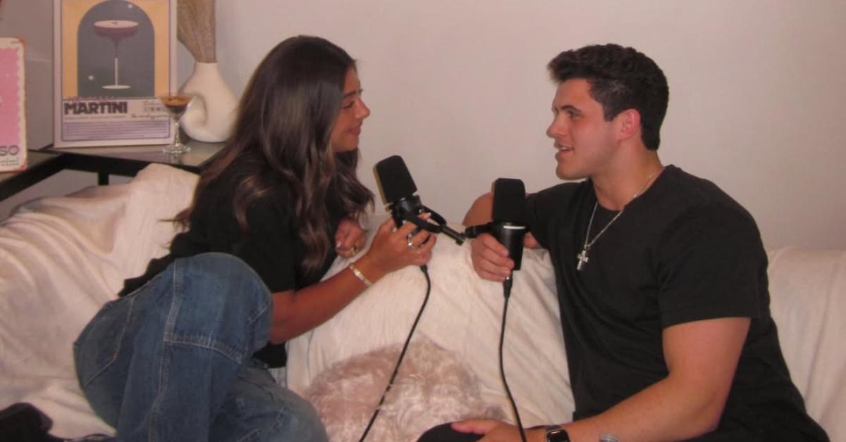 (l-r): Gia Giudice and Christian Carmichael talking with microphones