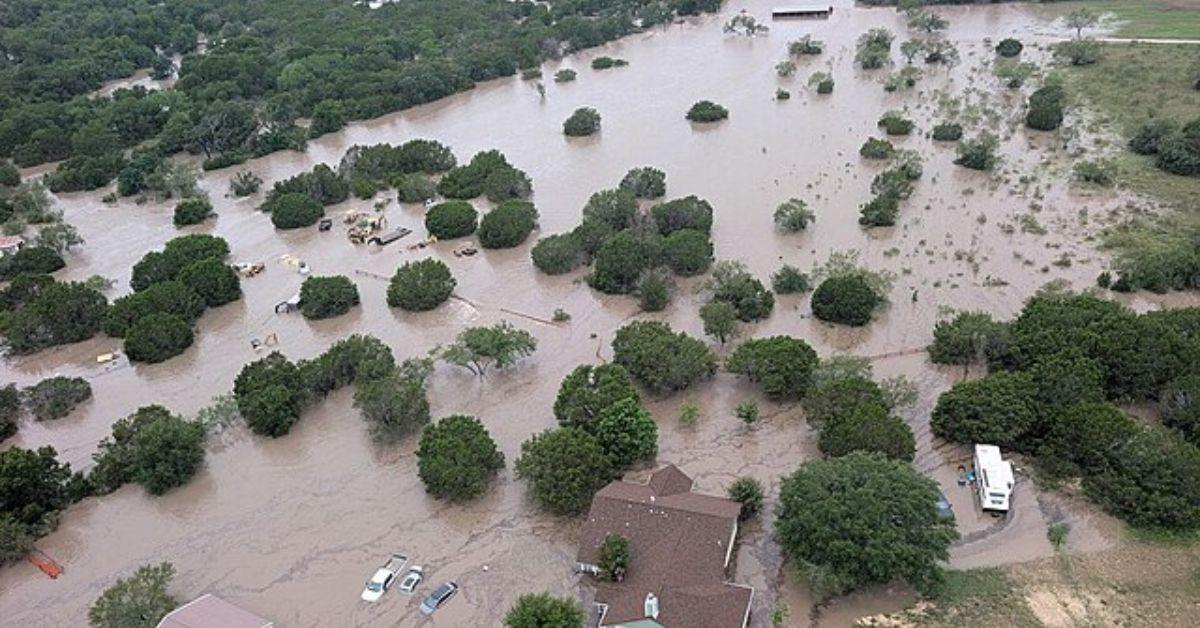 The flooding of the Guadalupe River near Kerr, Texas. 