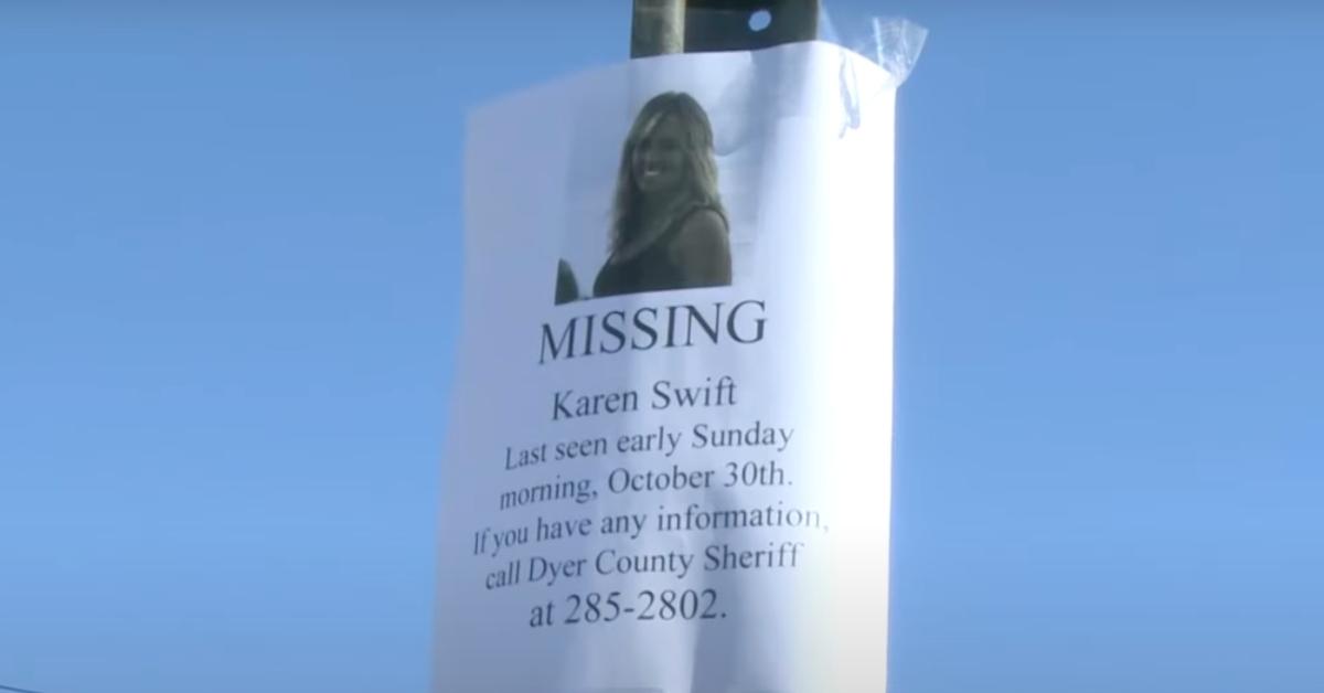 Missing persons flyer for Karen Swift