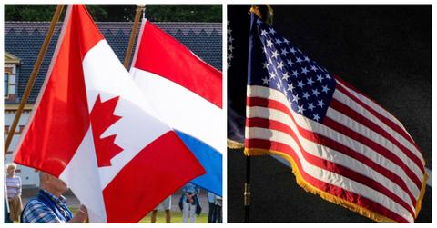 Canada and United States flags
