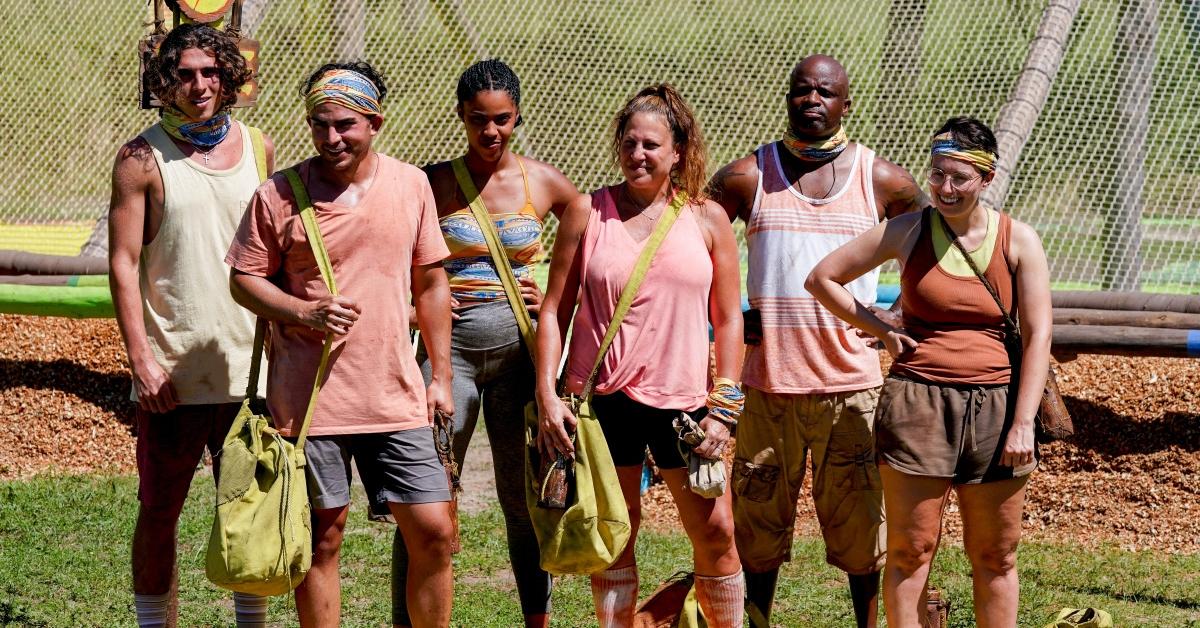 A six-person tribe on 'Survivor 41' before a challenge