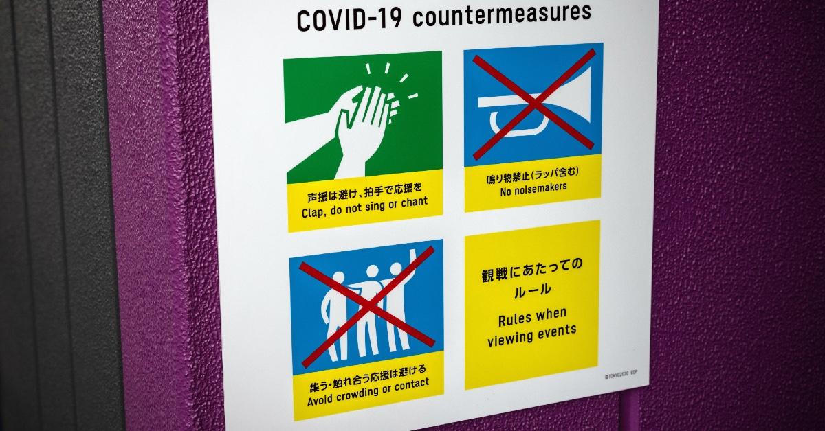 Tokyo Olympics COVID-19 countermeasures posted in the Olympic Equestrian Park.