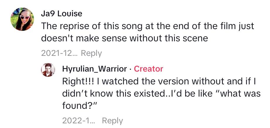 TikTokers comment on video of the deleted song "When Love Is Gone" from 'The Muppets Christmas Carol'