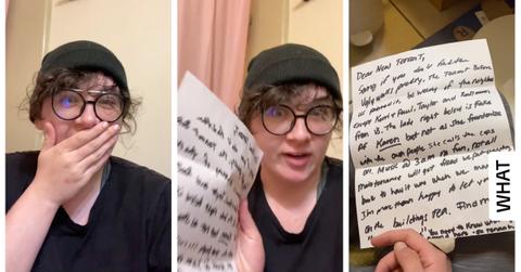 TikTok about a woman finding a hidden letter in her apartment