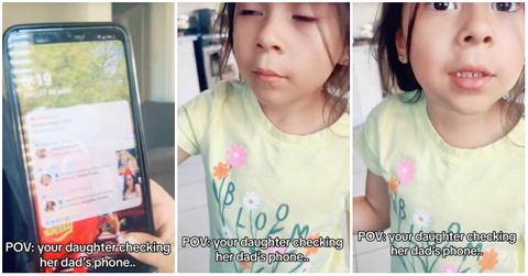 kid exposes women messaging dad