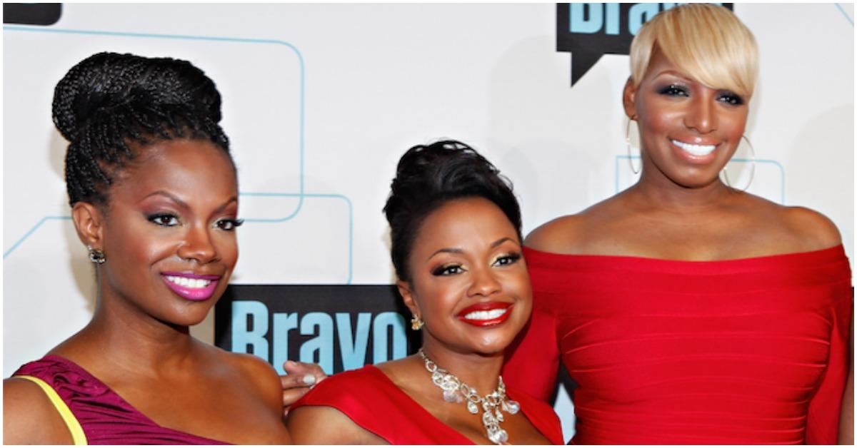 (L): Kandi Burruss, (C): Phaedra Parks, and (R): NeNe Leakes at a red carpet event. 